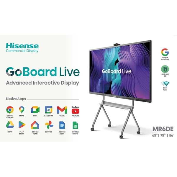 GOBOARD LIVE Hisense 86MR6DE Interactive Display + Standing Bracket + dongle + OPS i7